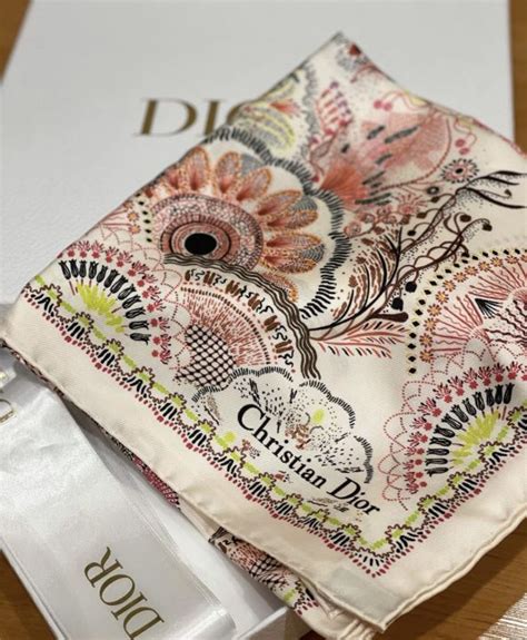 Dior Tree of Life Square Scarf Beige Silk Twill 